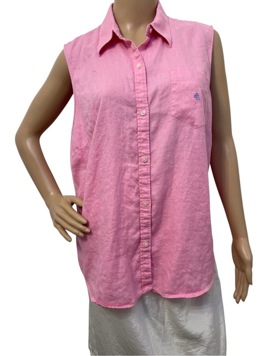 Lauren Ralph Lauren Tops - Lauren Ralph Lauren Pink Sleeveless Linen Women’s Shirt, XL